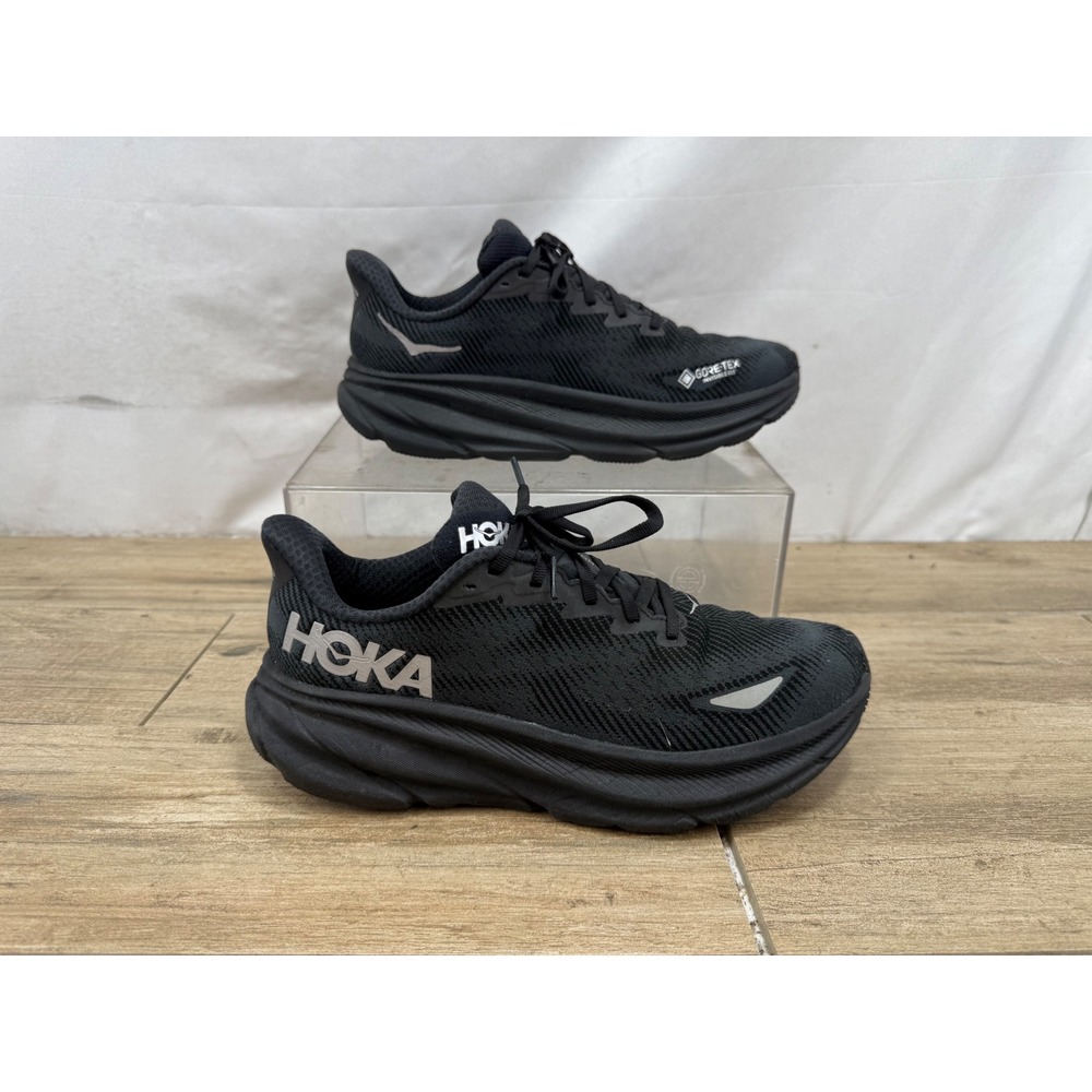 Hoka Clifton 9 GTX Womens Running Shoes Black Gore-Tex 1141490 BBLC Size 10